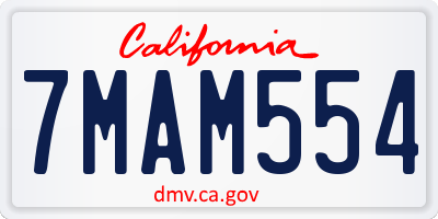 CA license plate 7MAM554