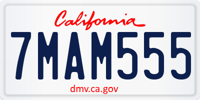 CA license plate 7MAM555