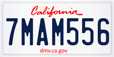CA license plate 7MAM556