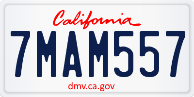 CA license plate 7MAM557