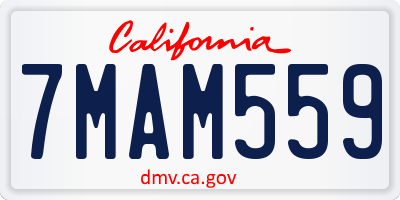 CA license plate 7MAM559