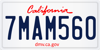 CA license plate 7MAM560
