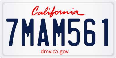 CA license plate 7MAM561