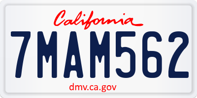 CA license plate 7MAM562
