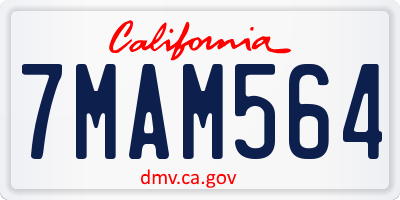 CA license plate 7MAM564