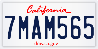 CA license plate 7MAM565