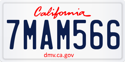 CA license plate 7MAM566