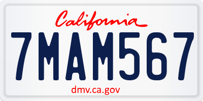 CA license plate 7MAM567