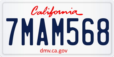 CA license plate 7MAM568