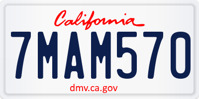 CA license plate 7MAM570