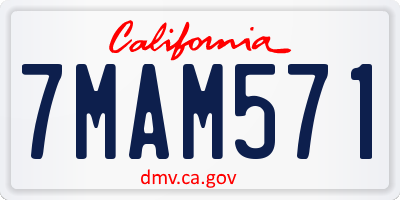 CA license plate 7MAM571