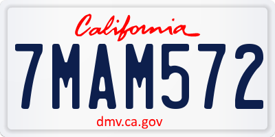 CA license plate 7MAM572