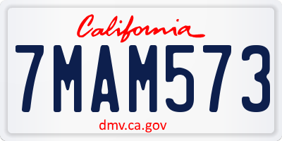 CA license plate 7MAM573