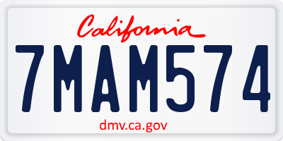 CA license plate 7MAM574