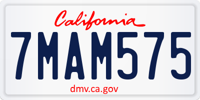 CA license plate 7MAM575