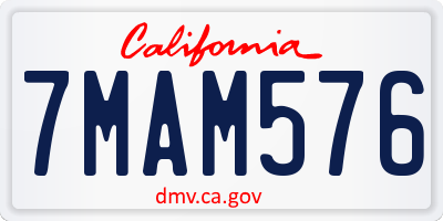 CA license plate 7MAM576