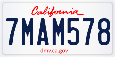 CA license plate 7MAM578