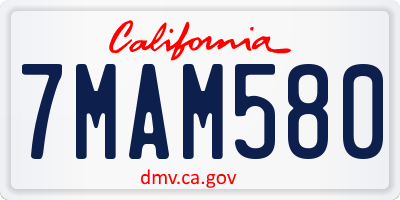 CA license plate 7MAM580