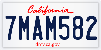 CA license plate 7MAM582