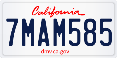 CA license plate 7MAM585