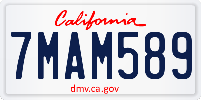 CA license plate 7MAM589