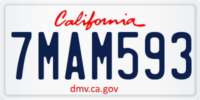 CA license plate 7MAM593