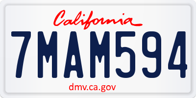 CA license plate 7MAM594