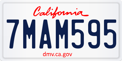 CA license plate 7MAM595