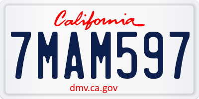 CA license plate 7MAM597