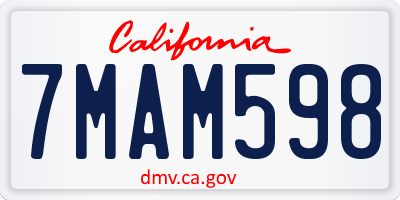 CA license plate 7MAM598