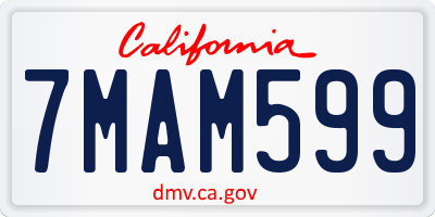 CA license plate 7MAM599