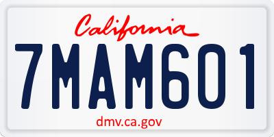CA license plate 7MAM601