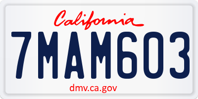 CA license plate 7MAM603