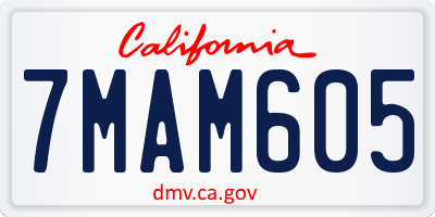 CA license plate 7MAM605