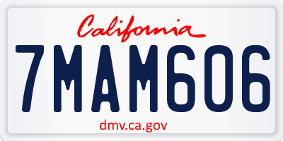 CA license plate 7MAM606