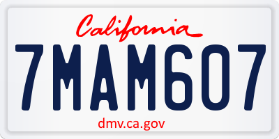 CA license plate 7MAM607