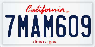 CA license plate 7MAM609