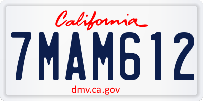 CA license plate 7MAM612