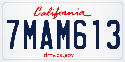 CA license plate 7MAM613