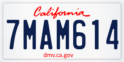 CA license plate 7MAM614