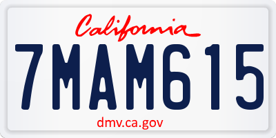 CA license plate 7MAM615