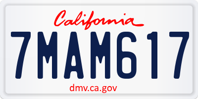 CA license plate 7MAM617