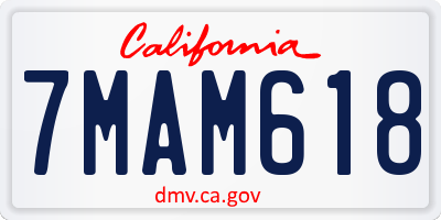 CA license plate 7MAM618