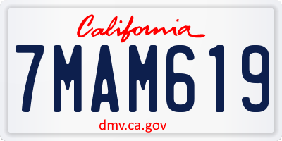 CA license plate 7MAM619