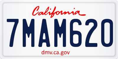 CA license plate 7MAM620