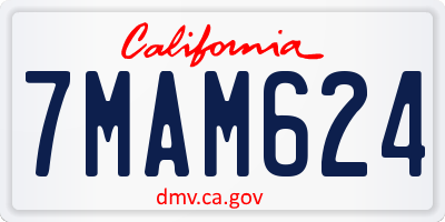 CA license plate 7MAM624