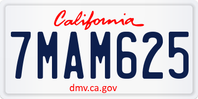 CA license plate 7MAM625