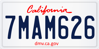 CA license plate 7MAM626