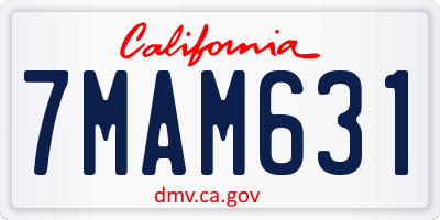 CA license plate 7MAM631