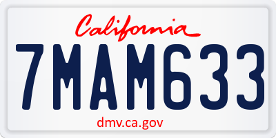 CA license plate 7MAM633